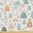 thumbnail image 1 of Ambesonne Forest Fabric by the Yard Upholstery, Flower Animal Mushroom Art, 10 Yards, Pale Salmon and Teal, 1 of 1