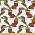 thumbnail image 1 of Ambesonne Forest Fabric by the Yard Upholstery, Simplified Venus Flytrap Art, 10 Yards, White Paprika and Lime Green, 1 of 5