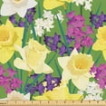 thumbnail image 1 of Ambesonne Forest Fabric by the Yard Upholstery, Spring Theme Flora Drawing, 5 Yards, Lime Green and Pale Yellow, 1 of 5