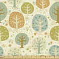 thumbnail image 1 of Ambesonne Forest Fabric by the Yard Upholstery, Trees Hearts and Flowers, 1 Yard, Multicolor, 1 of 4