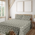 thumbnail image 1 of Ambesonne Forest Fitted & Flat Sheet with Shams 4 Pcs Set, Autumn Botanical Fern Leaves, Full, Army Green and White, 1 of 5