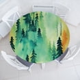thumbnail image 1 of Ambesonne Forest Fitted Round Tablecloth, Vintage Jungle Landscape Art, 40"- 44" Diameter, Fern Green and Laurel Green, 1 of 5