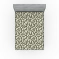 thumbnail image 1 of Ambesonne Forest Fitted Sheet, Autumn Botanical Fern Leaves, Queen Size, Army Green and White, 1 of 5
