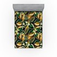 thumbnail image 1 of Ambesonne Forest Fitted Sheet, Fantasy Jungle Floral Leaves, King Size, Amber Forest Green and Fawn, 1 of 5