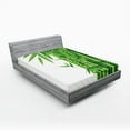 thumbnail image 1 of Ambesonne Forest Fitted Sheet, Japanese Tree Leaf Artwork, Queen Size, White and Green, 1 of 2