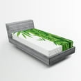 thumbnail image 1 of Ambesonne Forest Fitted Sheet, Japanese Tree Leaf Artwork, Twin XL Size, White and Green, 1 of 3