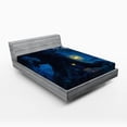 thumbnail image 1 of Ambesonne Forest Fitted Sheet, Night Tree Home, Full Size, Dark Night Blue Mustard, 1 of 2