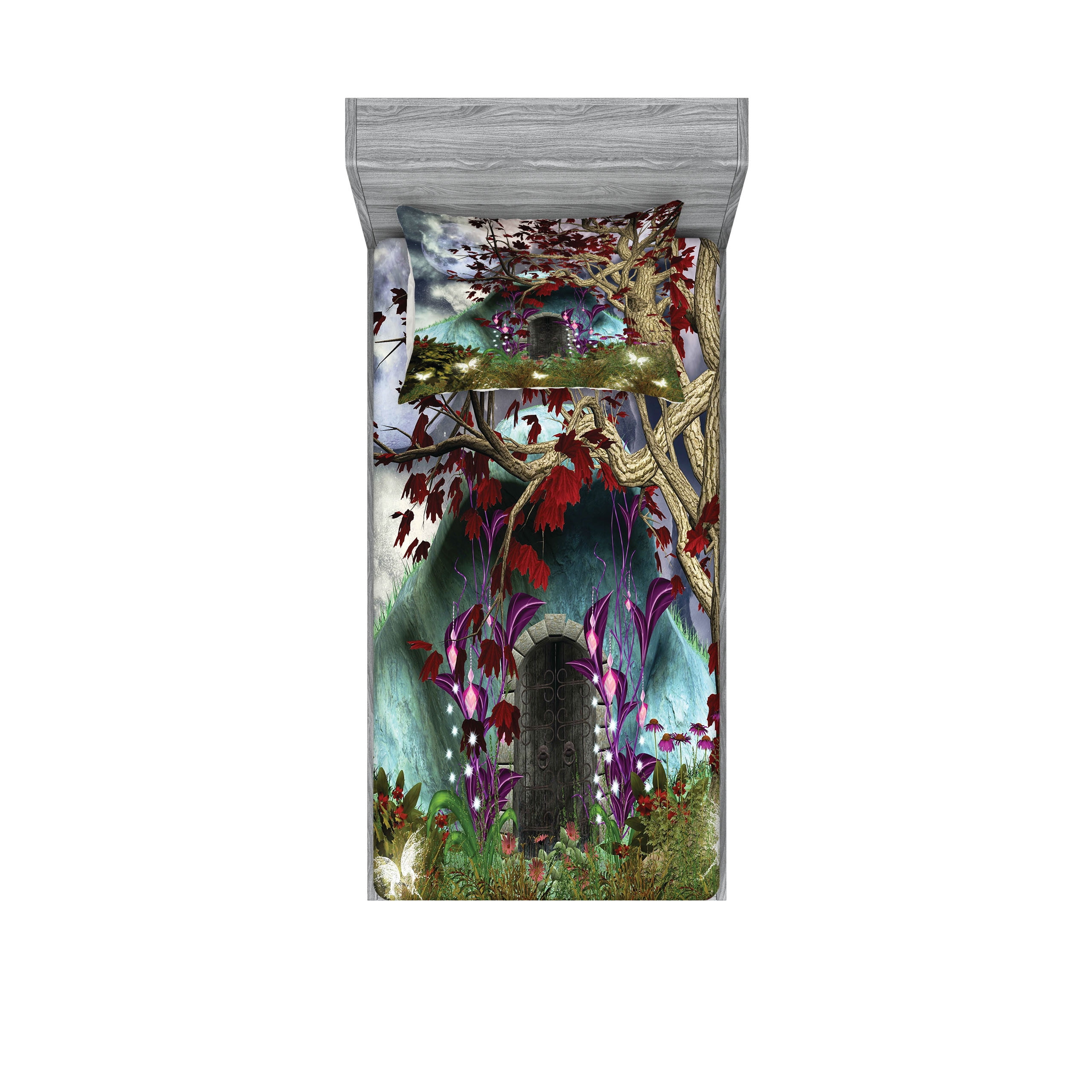 Twin Multicolor Microfiber Forest Print Bedding Set