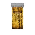 thumbnail image 1 of Ambesonne Forest Fitted Sheet & Pillow Sham Set, Autumn in Nature Theme, Twinxl, Yellow Brown, 1 of 2