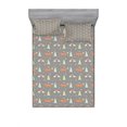 thumbnail image 1 of Ambesonne Forest Fitted Sheet & Pillow Sham Set, Doodle Wildlife Print, Full, Multicolor, 1 of 2