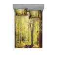 thumbnail image 1 of Ambesonne Forest Fitted Sheet & Pillow Sham Set, Nature Serenity Peace, Queen, Green Brown, 1 of 2