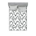 thumbnail image 1 of Ambesonne Forest Fitted Sheet & Pillow Sham Set, Pine Trees Rabbit Animal, Queen, Black White, 1 of 2