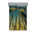 thumbnail image 1 of Ambesonne Forest Fitted Sheet & Pillow Sham Set, Trees Sunrise Pastoral, Full, Yellow Blue Black, 1 of 3
