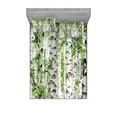thumbnail image 1 of Ambesonne Forest Fitted Sheet & Pillow Sham Set, Wildlife Nature Summer, Queen, White Green, 1 of 2
