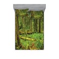 thumbnail image 1 of Ambesonne Forest Fitted Sheet & Pillow Sham Set, Woodland Bushes Moss, Full, Green, 1 of 3