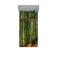 thumbnail image 1 of Ambesonne Forest Fitted Sheet & Pillow Sham Set, Woodland Pathway Scene, Twinxl, Green Brown, 1 of 2