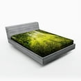 thumbnail image 1 of Ambesonne Forest Fitted Sheet, Scenic Morning in Nature, Queen Size, Green, 1 of 2