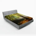 thumbnail image 1 of Ambesonne Forest Fitted Sheet, Spring Woodland Trees, Full Size, Fern Green Cinnamon, 1 of 2