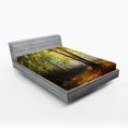 thumbnail image 1 of Ambesonne Forest Fitted Sheet, Spring Woodland Trees, Queen Size, Fern Green Cinnamon, 1 of 2