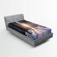 thumbnail image 1 of Ambesonne Forest Fitted Sheet, Sunset at Wintertime, Twin Size, Brown White, 1 of 3