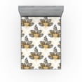 thumbnail image 1 of Ambesonne Forest Fitted Sheet, Tropical Leaf Sketchy Print, California King, Cream Camel and Black, 1 of 5