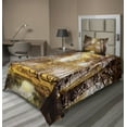 thumbnail image 1 of Ambesonne Forest Fitted & Top Sheet Set with Sham, Autumn Birch Trees River, Yellow Brown White, 1 of 4