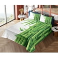 thumbnail image 1 of Ambesonne Forest Fitted & Top Sheet Set with Shams, Japanese Tree Leaf Artwork, White and Green, 1 of 5