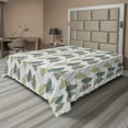 thumbnail image 1 of Ambesonne Forest Flat Bedding Sheet Soft Top Sheet, Leaves Botanical Minimalist, Queen, Khaki White and Hunter Green, 1 of 1