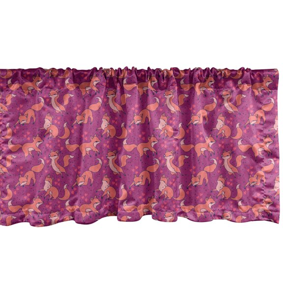 Ambesonne Forest Friends Window Valance, Foxes Hearts, 54" X 18", Rose Dark Peach