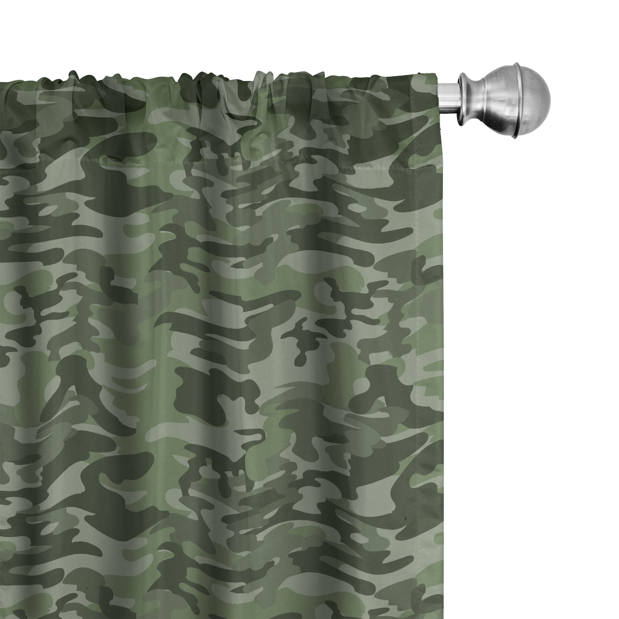Forest Green Camouflage Light-Filtering Polyester Curtain Panels