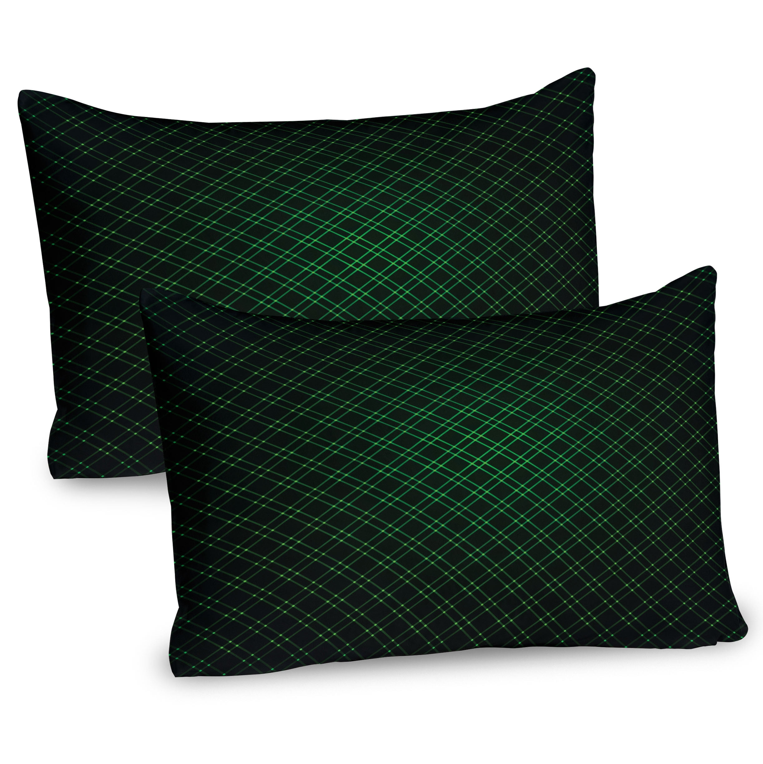 Ambesonne Forest Green Pillow Sham 2 Pack, Future Grid Pattern, 36"x20