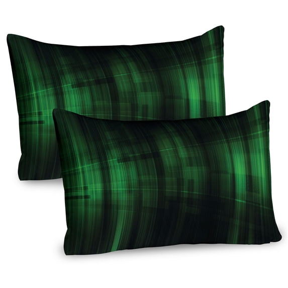 Ambesonne Forest Green Pillow Sham 2 Pack, Technology Pattern, 36"x20", Green Black