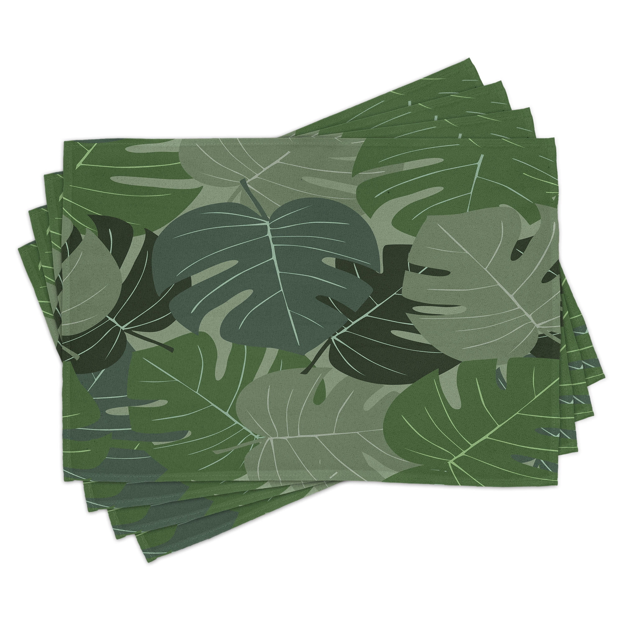 Sage Green Palm Leaf Polyester Canvas Placemats Set of 4
