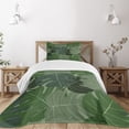 thumbnail image 1 of Ambesonne Forest Green Quilted Bedspread Set 2 Pcs, Camo Palm Leaves, Twin Size, Sage Green Pale Green, 1 of 5