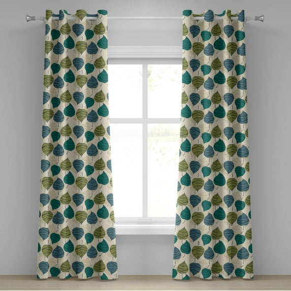 Ambesonne Forest Grommet Curtain, Autumn Neutral Colors Art, 50"x72", Jade Green Pale Khaki