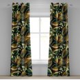thumbnail image 1 of Ambesonne Forest Grommet Curtain, Fantasy Jungle Floral Leaves, 50"x84", Amber Forest Green and Fawn, 1 of 5