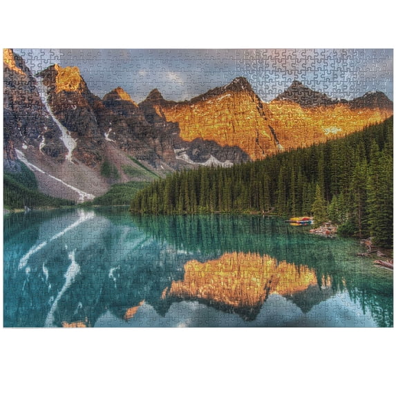 Ambesonne Forest Jigsaw Puzzle Durable Cardboard, Moraine Lake Canadian, 1000 pcs, Multicolor