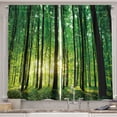 thumbnail image 1 of Ambesonne Forest Kitchen Curtains, Green Woodland Sunrise, 55"x45", Green Black Yellow, 1 of 3