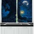 thumbnail image 1 of Ambesonne Forest Kitchen Curtains, Night Tree Home, 55"x39", Dark Night Blue Mustard, 1 of 2