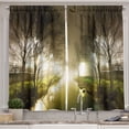 thumbnail image 1 of Ambesonne Forest Kitchen Curtains, Water Channel Foggy City, 55"x45", White Green Brown, 1 of 3