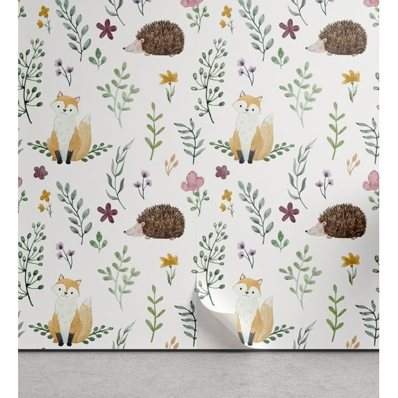 Ambesonne Forest Peel & Stick Wallpaper for Home, Rural Wildlife Composition, 13"x100", Multicolor