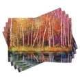 thumbnail image 1 of Ambesonne Forest Place Mats Set of 4, Autumn Trees by Lake, Standard Size, Grink Purple, 1 of 6