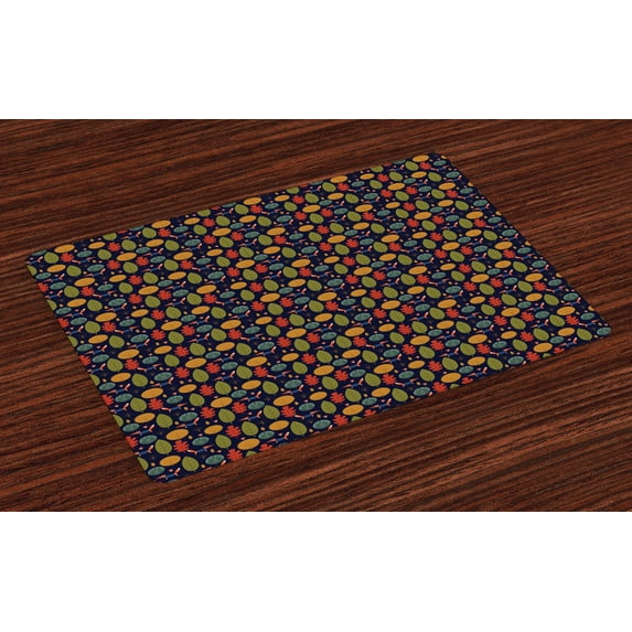 Ambesonne Forest Place Mats Set of 4, Fox Trees and Mushroom, Standard Size, Multicolor