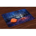 thumbnail image 1 of Ambesonne Forest Place Mats Set of 4, Night Camping Adventure, Standard Size, Blue Orange, 1 of 4