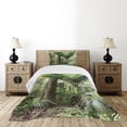 thumbnail image 1 of Ambesonne Forest Quilted Bedspread Set 2 Pcs, Foliage Jungle Design, Twin Size, Green Brown, 1 of 3
