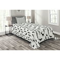 thumbnail image 1 of Ambesonne Forest Quilted Bedspread Set 2 Pcs, Pine Trees Rabbit Animal, Twin Size, Black White, 1 of 3