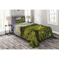thumbnail image 1 of Ambesonne Forest Quilted Bedspread Set 2 Pcs, Rural Scenery Costa Rica, Twin Size, Green Red Violet Blue, 1 of 3