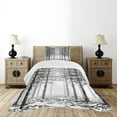 thumbnail image 1 of Ambesonne Forest Quilted Bedspread Set 2 Pcs, Sketch Style Line Art, Twin Size, Black Grey White, 1 of 6
