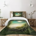 thumbnail image 1 of Ambesonne Forest Quilted Bedspread Set 2 Pcs, Tree, Twin Size, Cream Green Teal, 1 of 3
