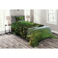 thumbnail image 1 of Ambesonne Forest Quilted Bedspread Set 2 Pcs, Tropic Mountain Stream, Twin Size, Green Brown, 1 of 3